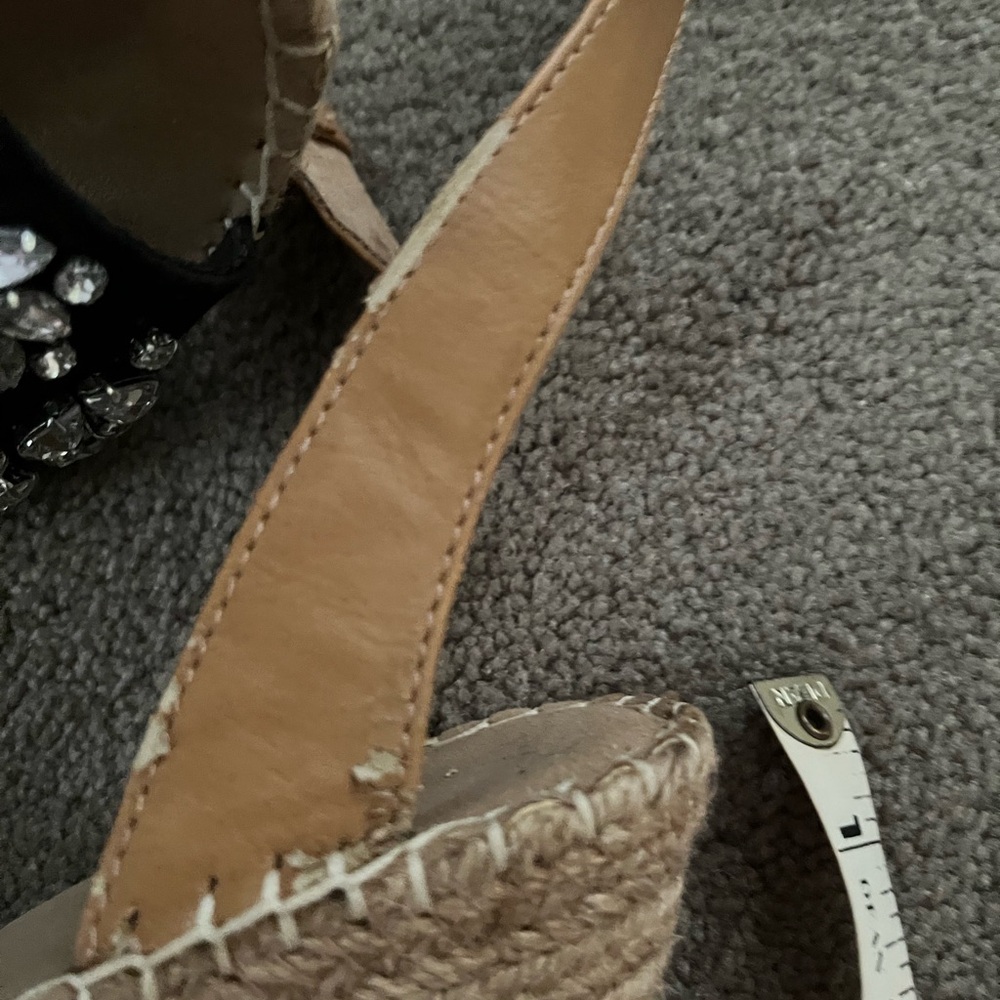 Black Canvas Jeweled Wedge Sandals - Picture 8 of 10